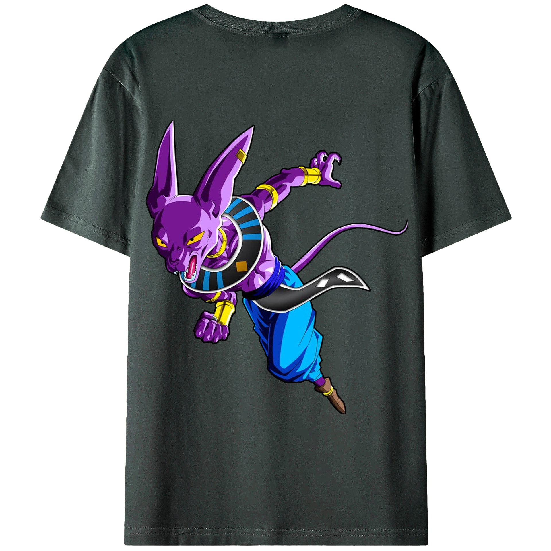 （画像用） ドラゴンボール ビルス 破壊神ビルス DRAGON BALL Beerus Birusu 綿100％ メンズ半袖Tシャツ（バックプリント） 通気性